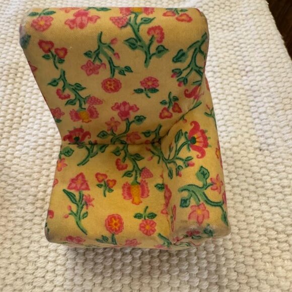 Fisher-Price Loving Family Dollhouse 2 Floral Sectional Living Room Sofa Seat - Picture 4 of 12